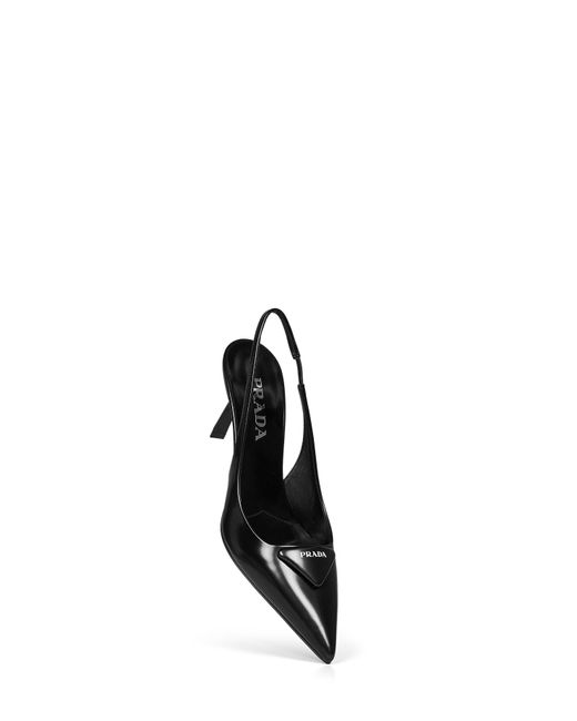 Prada Black Slingback Pumps Brushed Leather