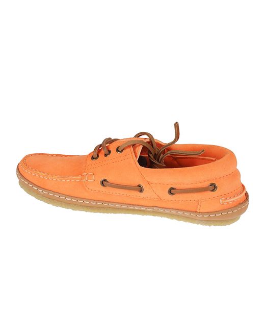 Saint Laurent Orange Ashe Leather Boat Shoes for men