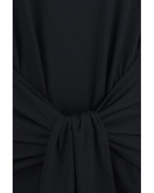 Totême Black Jersey T-Shirt Draped Waist Lyocell