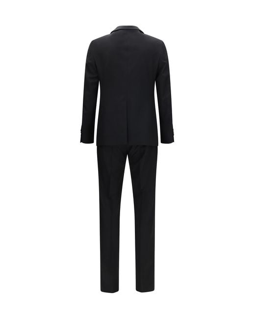 Tagliatore Black Single-Breasted Virgin Wool Suit Merino Ovis Aries Suits for men