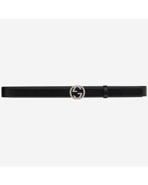 Gucci Black Leather Belt With Logo for men