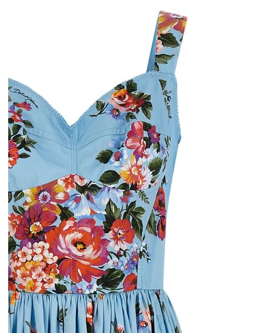 Dolce & Gabbana Blue 'Mazzo Di Fiori' Dress