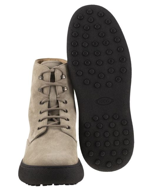 Tod's Brown Suede Lace-Up Boot for men