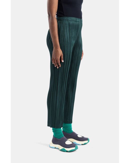 Pleats Please Issey Miyake Green Thicker Bottoms Pleated Fir Trousers
