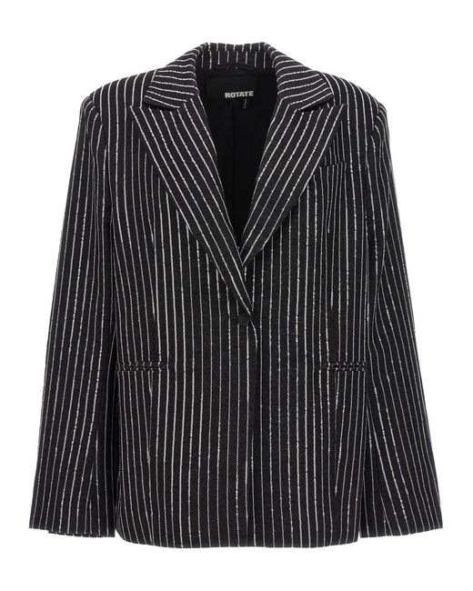 ROTATE BIRGER CHRISTENSEN Black Sequin Pinstripe Blazer Blazer And Suits
