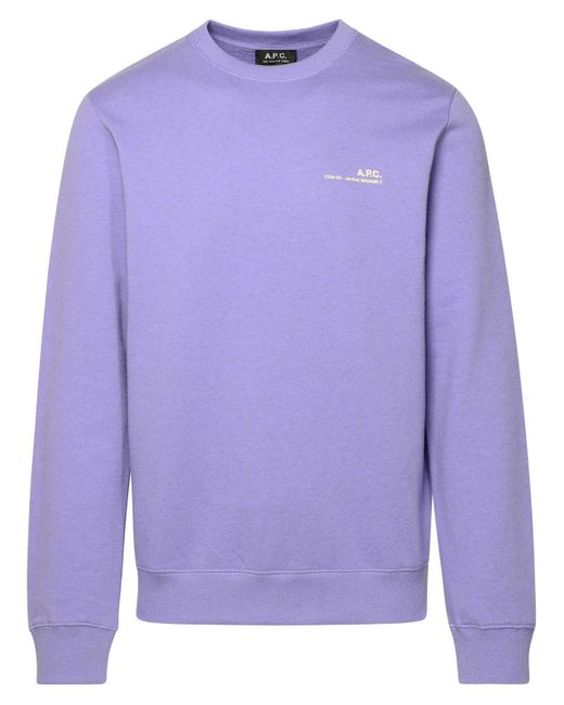 A.P.C. Blue Lilac Cotton Sweatshirt for men