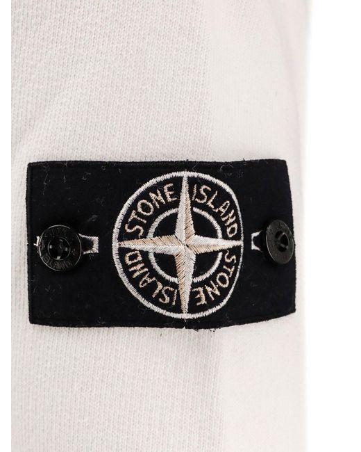 Stone Island White Cotton Sweatshirt With Knitted Insert for men