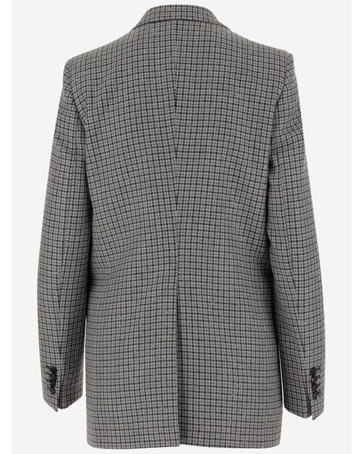 Tagliatore Gray Long Houndstooth Two-Button Jacket