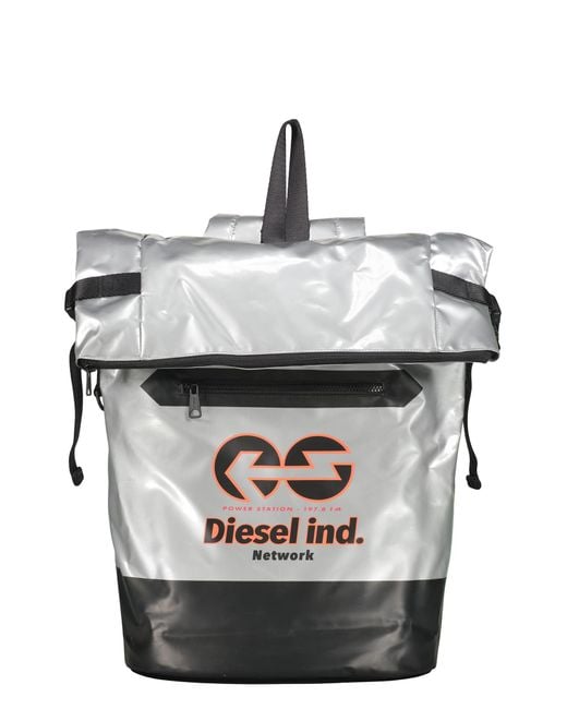 DIESEL Gray Backpack With Logo for men