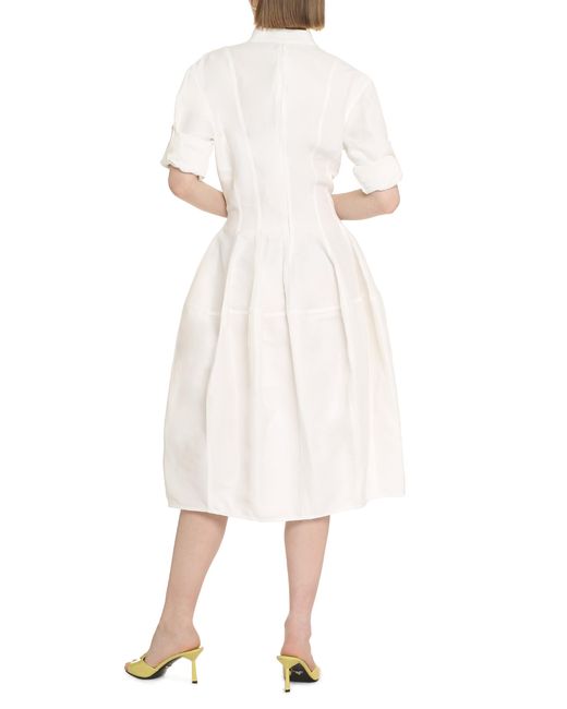 Bottega Veneta White Dress Linen-Viscose Blend