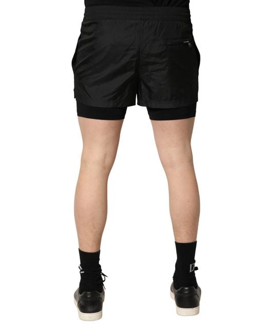 Dolce & Gabbana Black Polyester Drawstring Shorts Swimwear for men
