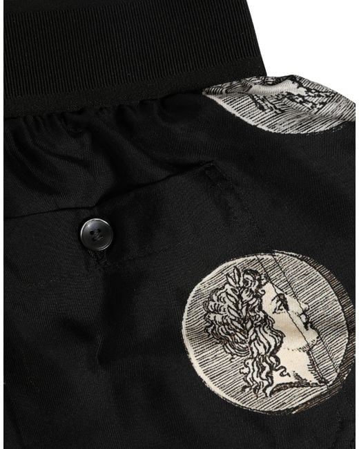 Dolce & Gabbana Black Ancient Coin Print Boxer Shorts Underwear Silk for men
