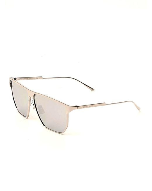 Bottega Veneta Metallic Angular Aviator Sunglasses