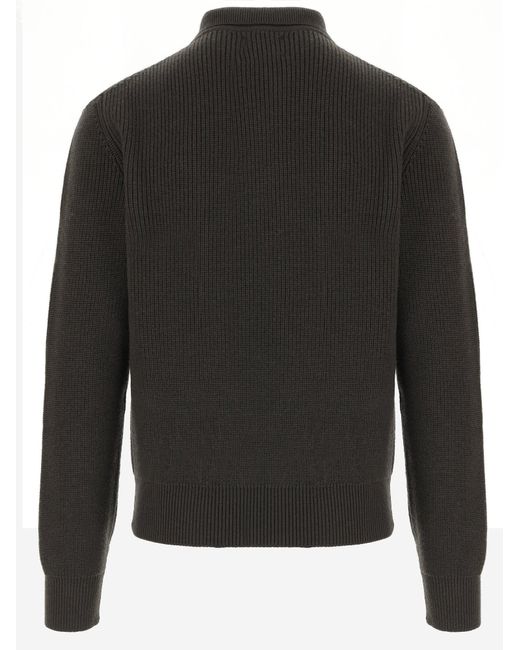 Woolrich Black Full-Zip Wool Sweater Sweatshirts for men