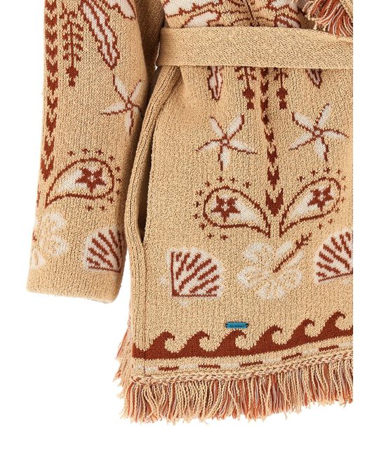 Alanui Brown Echoes Of The Island Cardigan Wool Sweater, Cardigans