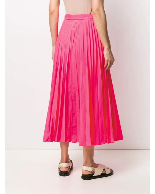 Valentino Pink Tied-Waist Pleated Skirt