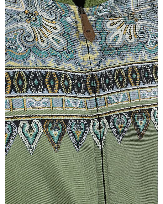 Etro Green Bomber Silk Giacca for men