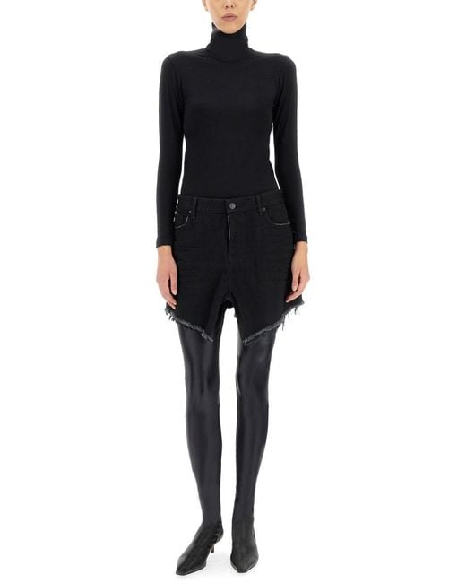 Balenciaga Black Skirt Mini Cut-Up Denim Cotton