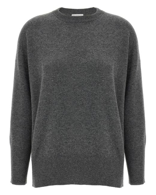 Brunello Cucinelli Gray Monile Cashmere Sweater
