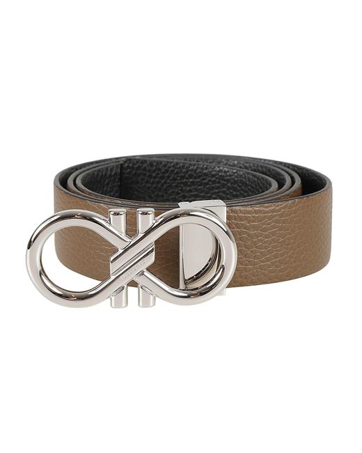 Ferragamo White Infinity Buckled Belt for men