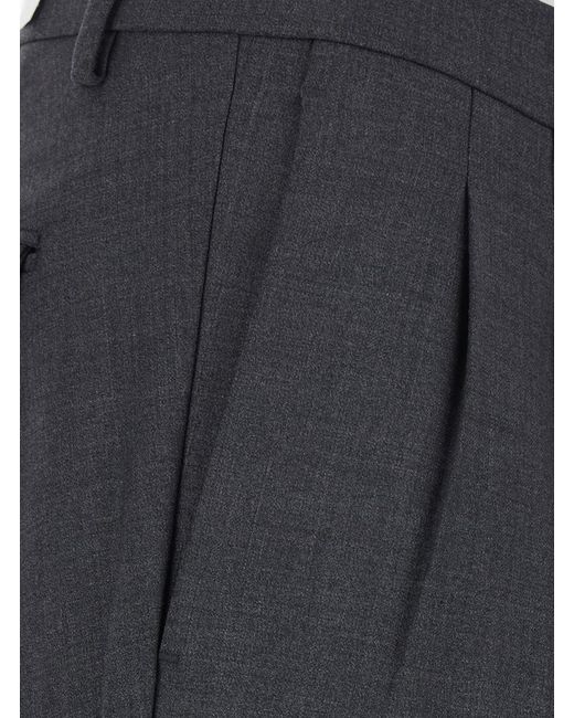 Michael Coal Blue Double Pleated Tech Fabric Trousers Wool for men