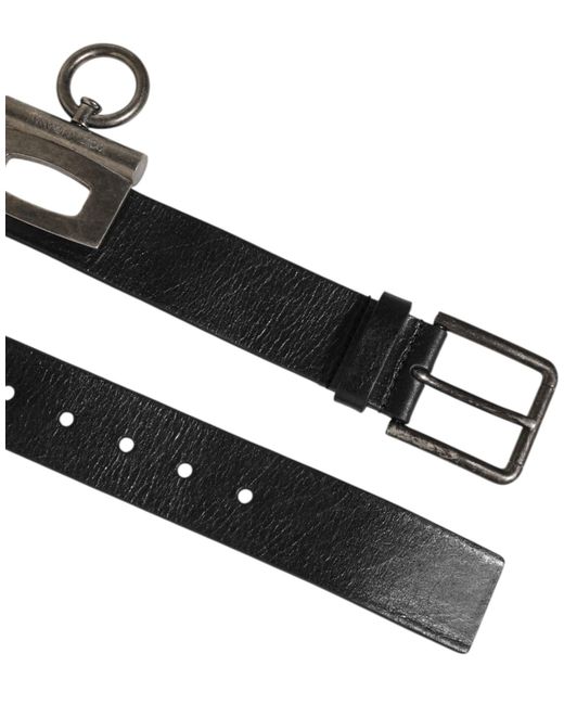 Dolce & Gabbana Black Leather Belt Metal Buckle for men