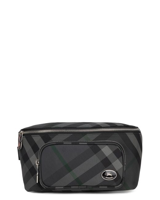 Burberry Gray Belt Bag Grid Polyamide for men