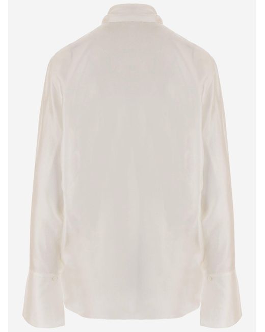 Sa Su Phi White Silk Shirt With Bow Detail