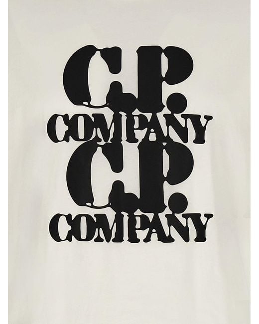 C P Company White 'Graphic' T-Shirt for men