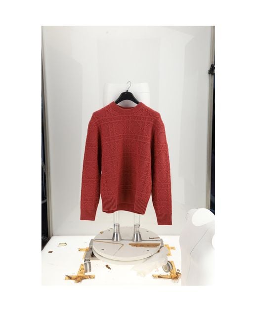 Dior Red Cashmere Sweater Cannage (Capra Hircus) for men
