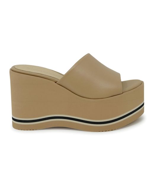 Paloma Barceló Natural Paloma Barcelo Leather Leto Wedge Sandals