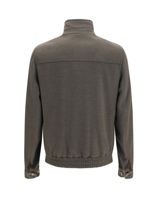 Brunello Cucinelli Gray Wool Zip Jacket With High Collar Merino Ovis Aries for men
