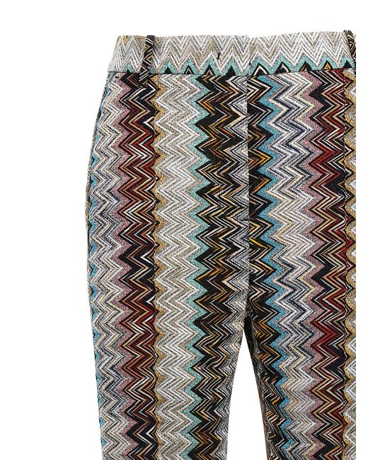 Missoni Gray Viscose-Metallic Zigzag Flared Pants