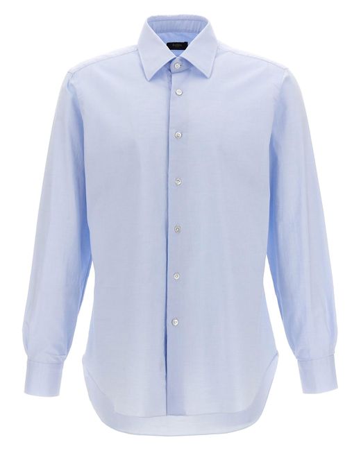 Barba Napoli Blue Oxford Shirt for men