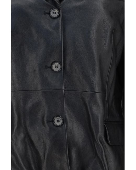 Magda Butrym Blue Leather Blazer Sheep Blazers