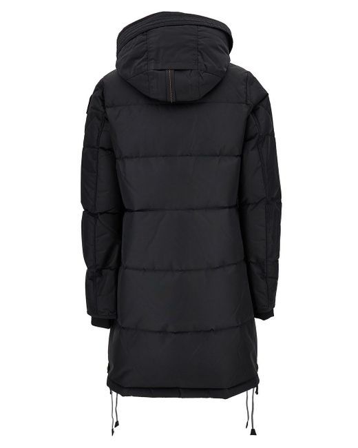 Parajumpers Black Long Hooded Down Jacket With Maxi Buckle