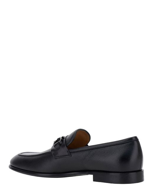 Ferragamo Black Loafers With Gancini Detail for men