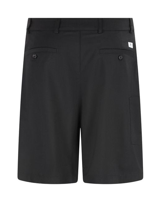 Department 5 Black Bermuda Shorts Techno Fabric Wool for men