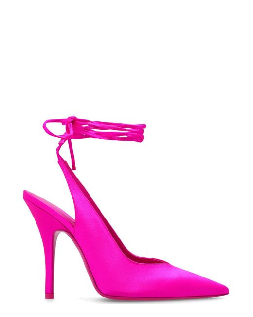 The Attico Pink Venus Pointed-toe Slingback Pumps