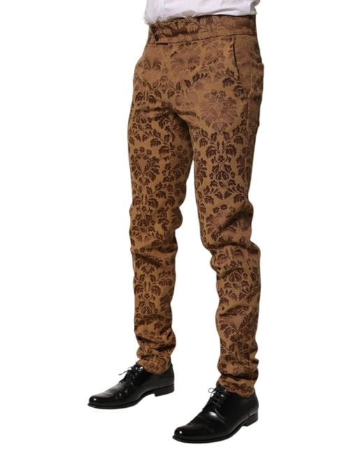 Dolce & Gabbana Brown Floral Pants for men