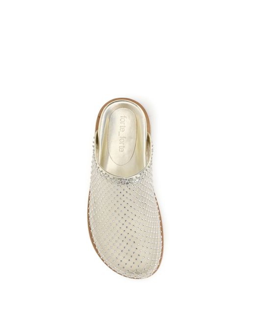 Forte_forte White Mesh Sabot Upper: Fabric; Sole: Rubber Sandal