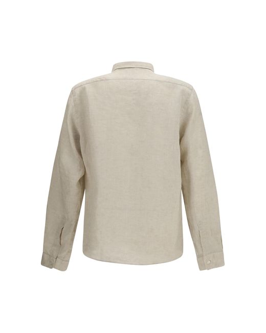 Boss White Regular-Fit Linen Shirt for men