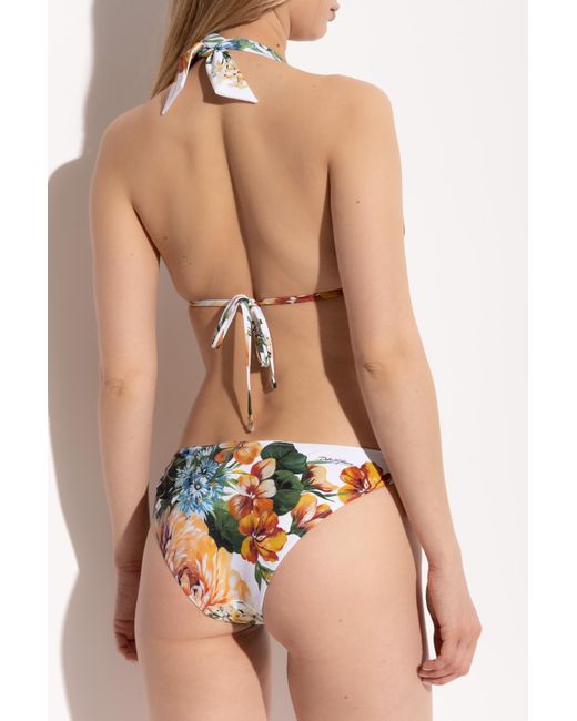 Dolce & Gabbana White Dolce & Gabbana Two-Piece Swimsuit With Floral Motif