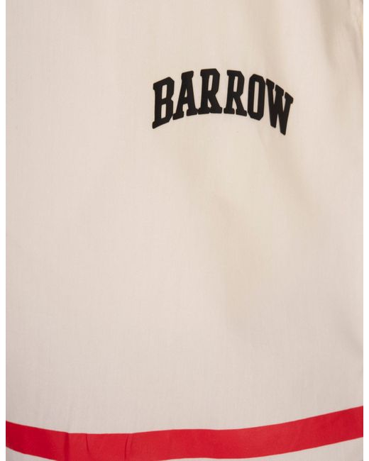 Barrow White Bermuda Shorts With Bands On The Bottom