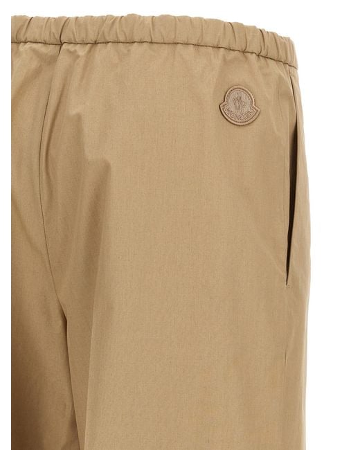 Moncler Natural Grosgrain Logo Patch Pants