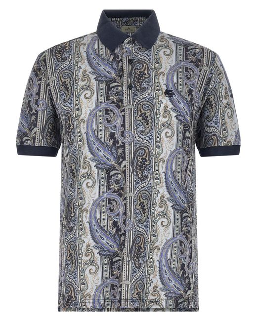 Etro Black 'Arnica Paisley' Polo Shirt for men