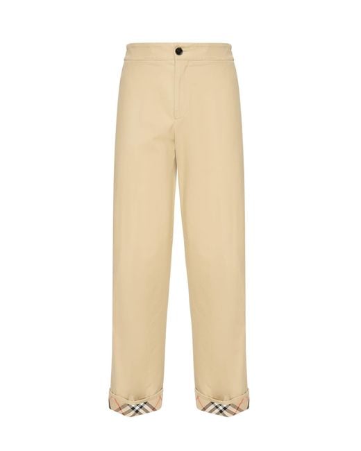 Burberry Natural Gabardine Trousers for men