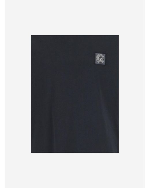 Stone Island Black Logo Cotton T-Shirt T-Shirts for men