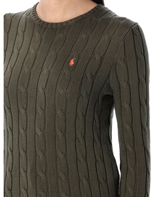 Polo Ralph Lauren Black Cable-Knit Cotton Crewneck Sweater