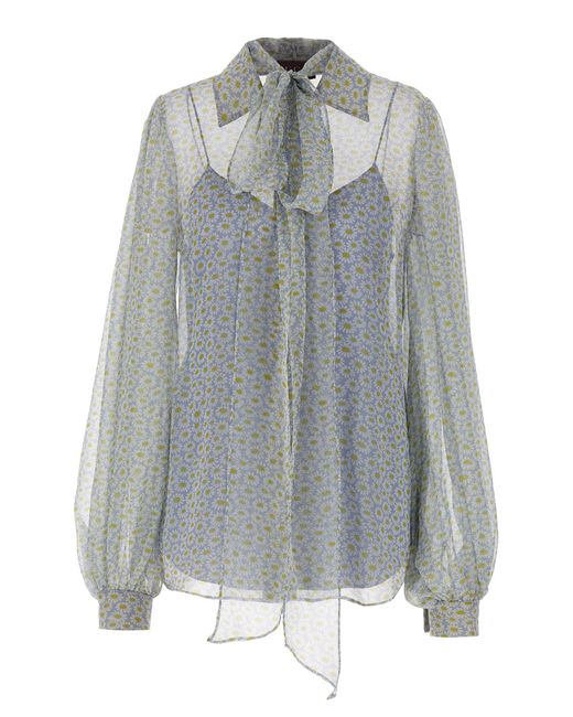 Gucci Gray Chiffon Shirt